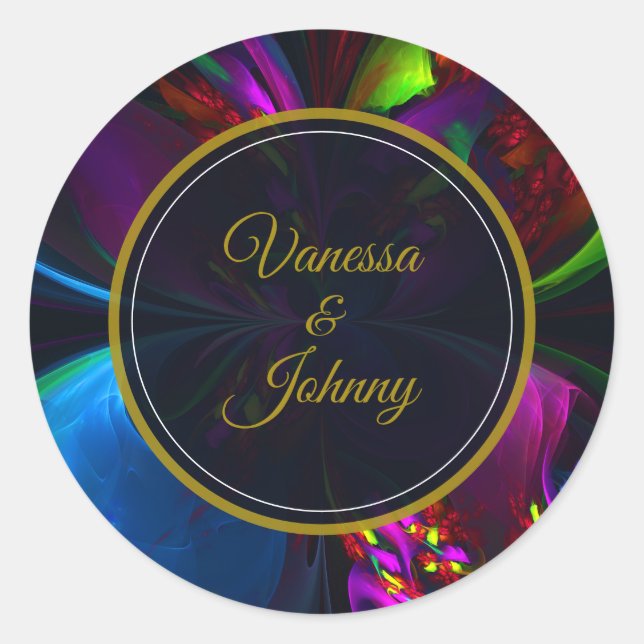 Elegant Classic Modern Floral Pattern #902 Wedding Round Sticker (Front)