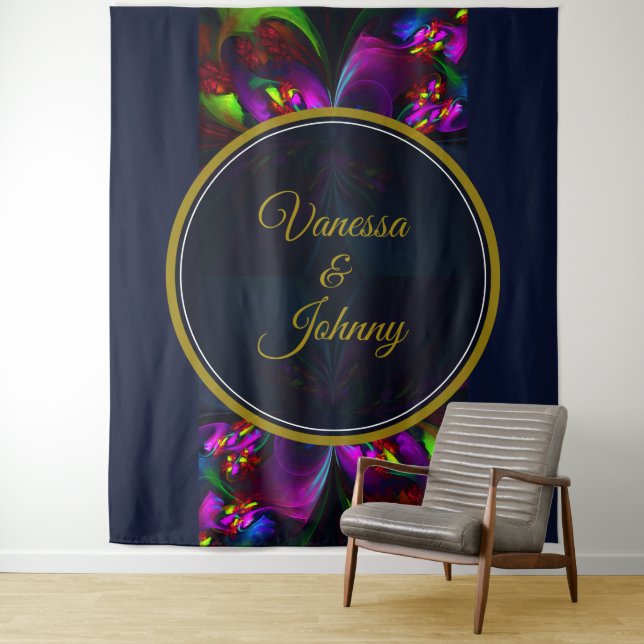 Elegant Classic Modern Floral Pattern #902 Wedding Tapestry (In Situ)