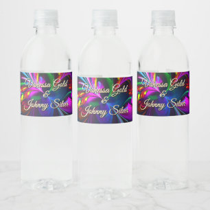 Elegant Classic Modern Floral Pattern #902 Wedding Water Bottle Label
