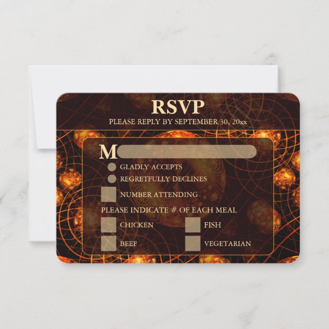 Elegant Classic Modern Gold #901 Wedding RSVP Card (Front)