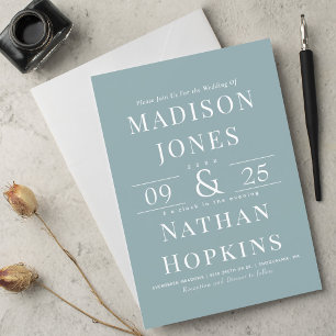 Elegant Classic Modern Sea Glass Wedding Invitation