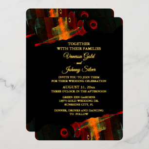 Elegant Classic Modern Trendy Pattern #903 Wedding Foil Invitation