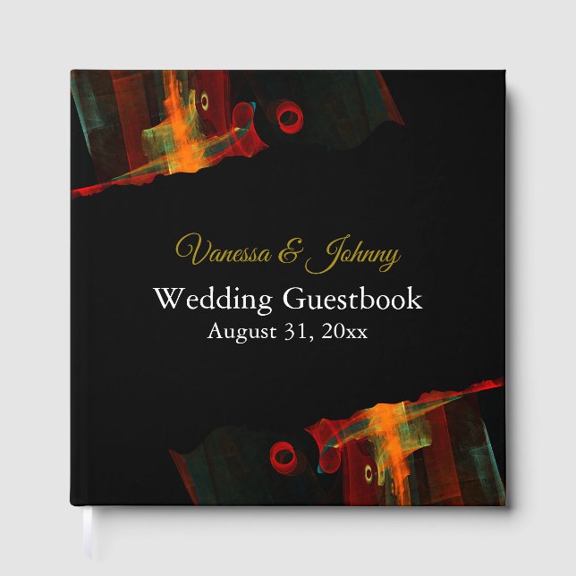 Elegant Classic Modern Trendy Pattern #903 Wedding Guest Book (Front)