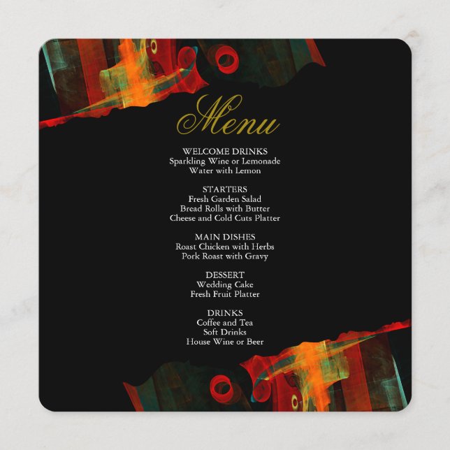 Elegant Classic Modern Trendy Pattern #903 Wedding Menu (Front)