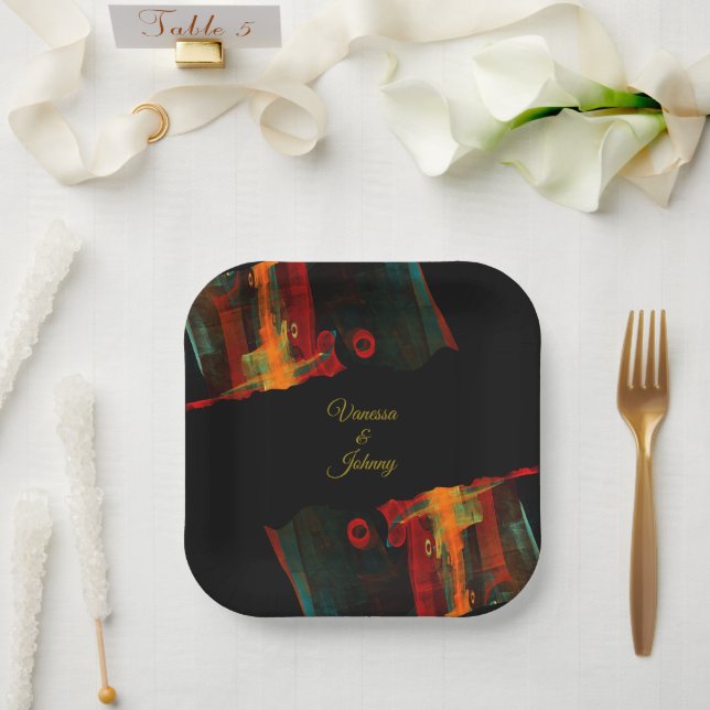 Elegant Classic Modern Trendy Pattern #903 Wedding Paper Plates (Wedding)