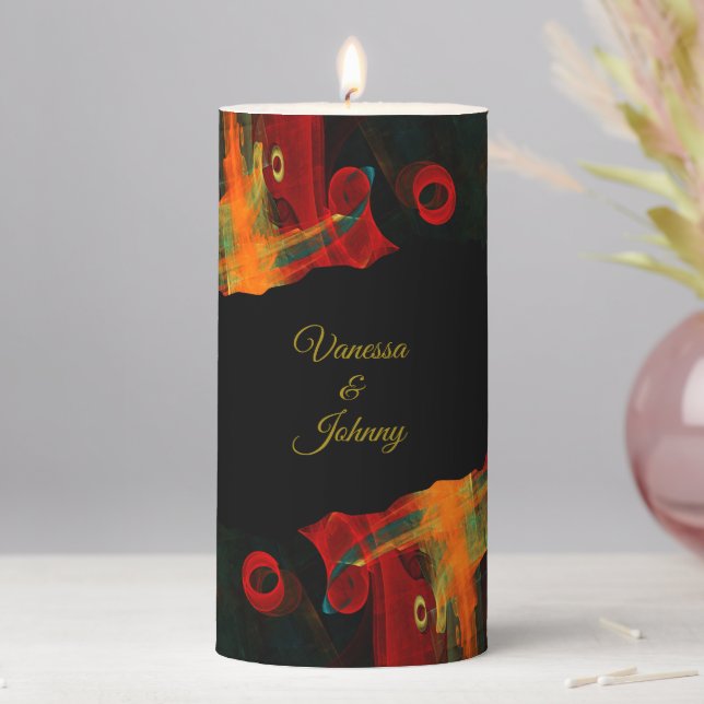 Elegant Classic Modern Trendy Pattern #903 Wedding Pillar Candle (In Situ)