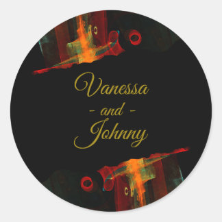 Elegant Classic Modern Trendy Pattern #903 Wedding Round Sticker