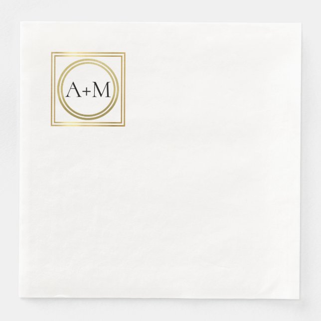 Elegant classic modern Wedding Monogram Paper Dinner Napkins (Front)