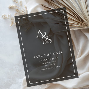 Elegant Classic Monogram Black Gray Wedding Acrylic Invitations