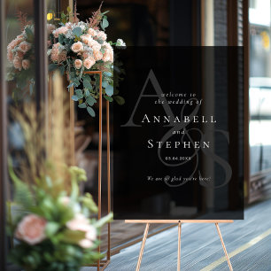 Elegant, Classic, Monogram, Black, Wedding Acrylic Sign