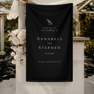 Elegant, Classic, Monogram, Black, Wedding Banner