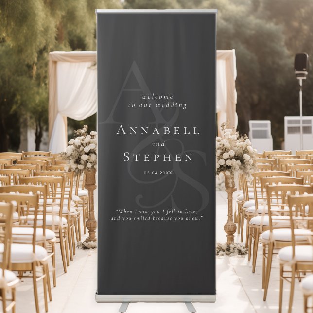 Elegant, Classic, Monogram, Black, Wedding Retractable Banner (Elegant, Classic, Monogram, Black, Wedding Retractable Banner)