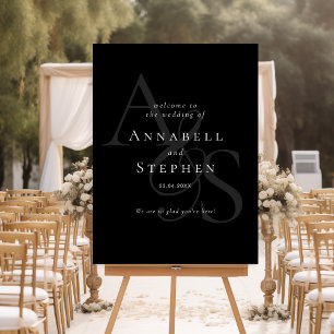 Elegant, Classic, Monogram, Black-White, Wedding Foam Board