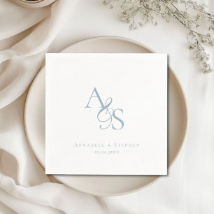 Elegant Classic Monogram Blue Wedding Napkins