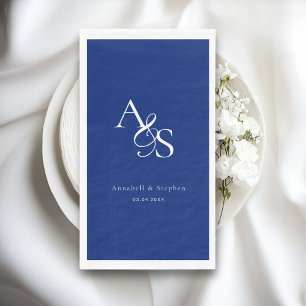 Elegant, Classic, Monogram, Blue, Wedding Paper Guest Towels