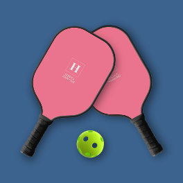 Elegant Classic Monogram Bubblegum Pink Personal Pickleball Paddle