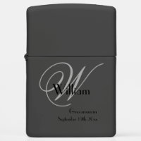Elegant Classic Monogram Custom Groomsman Gift Zippo Lighter