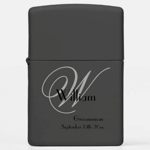 Elegant Classic Monogram Custom Groomsman Gift Zippo Lighter