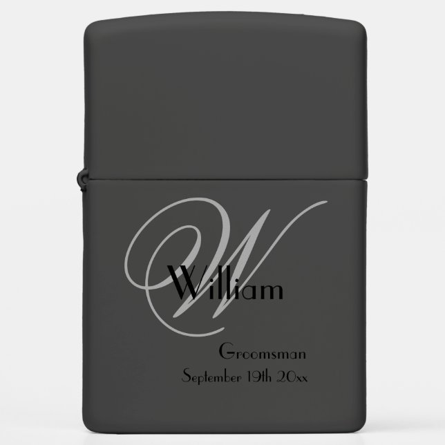 Elegant Classic Monogram Custom Groomsman Gift Zippo Lighter (Front)