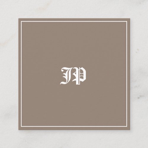 Elegant Classic Monogram Design Trendy Plain Square Business Card