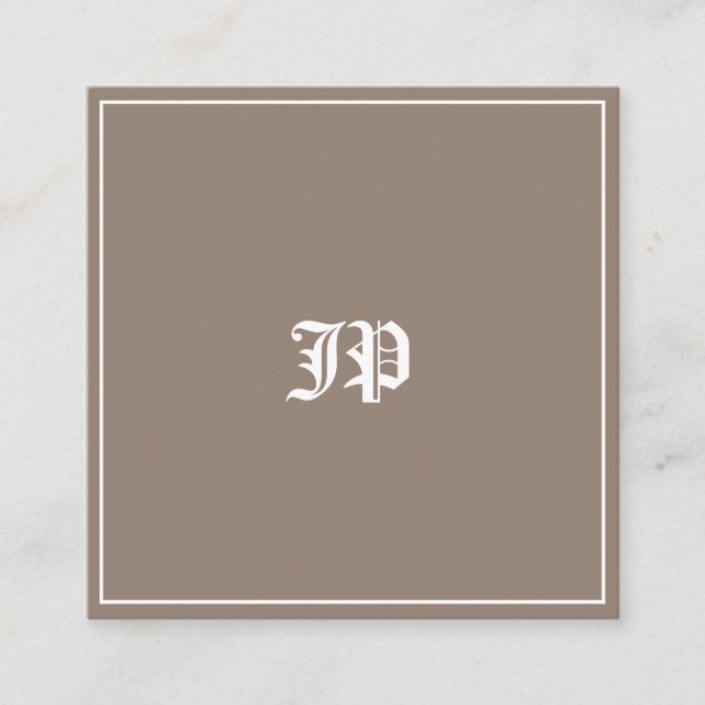 Elegant Classic Monogram Design Trendy Plain Square Business Card (Front)