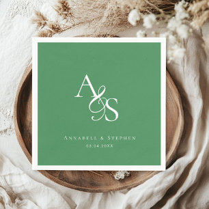 Elegant, Classic, Monogram, Forest-Green Wedding Napkins