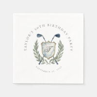Elegant Classic Monogram Golf Crest Birthday Party