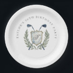 Elegant Classic Monogram Golf Crest Birthday Party Paper Plates<br><div class="desc">Serve up style at your celebration with these elegant paper plates featuring a timeless golf crest and custom monogram. Designed with classic country club flair, these plates are perfect for golf-themed birthday parties that call for a touch of sophistication. Whether you're hosting a backyard gathering, clubhouse event, or casual brunch...</div>