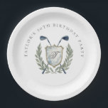 Elegant Classic Monogram Golf Crest Birthday Party Paper Plates<br><div class="desc">Serve up style at your celebration with these elegant paper plates featuring a timeless golf crest and custom monogram. Designed with classic country club flair, these plates are perfect for golf-themed birthday parties that call for a touch of sophistication. Whether you're hosting a backyard gathering, clubhouse event, or casual brunch...</div>