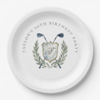 Elegant Classic Monogram Golf Crest Birthday Party