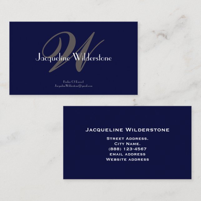 Elegant Classic Monogram & Name Chic Professional  Business Card (Front/Back)