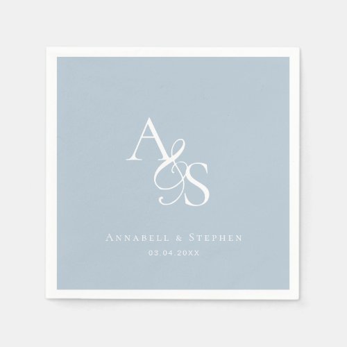 Elegant Classic Monogram Powder_Blue Wedding Napkins