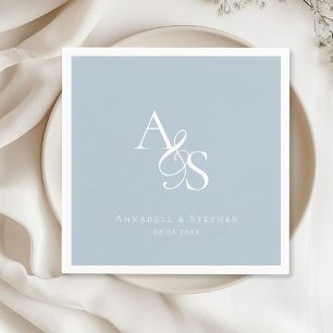 Elegant, Classic, Monogram, Powder-Blue Wedding Napkins