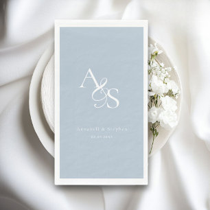 Elegant, Classic, Monogram, Powder-Blue Wedding Paper Guest Towels