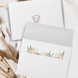 Elegant Classic Monogram Watercolor Floral Wedding Envelope