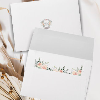 Elegant Classic Monogram Watercolor Floral Wedding Envelope