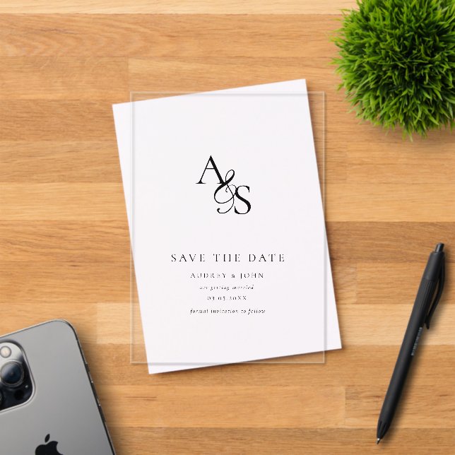 Elegant Classic, Monogram Wedding Acrylic Invitations (Insitu (Invitation Card))