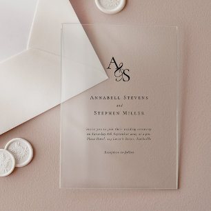 Elegant, Classic, Monogram, Wedding Acrylic Invitations
