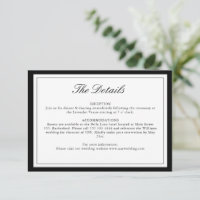 Elegant | Classic Monogram Wedding Details Card