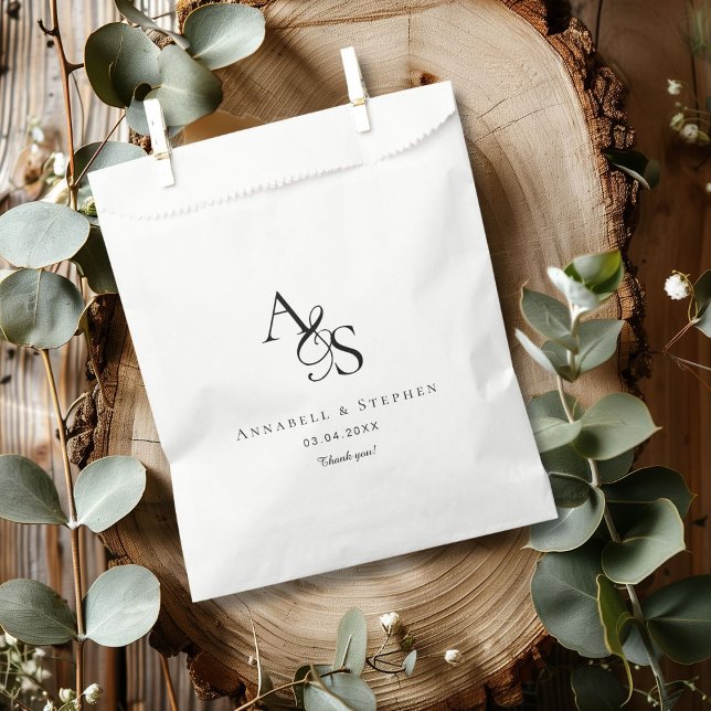Elegant, Classic, Monogram, Wedding Favor Bag (Creator Uploaded)