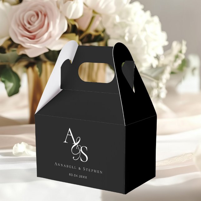 Elegant, Classic, Monogram, Wedding Favor Boxes (Elegant, Classic, Monogram, Ampersand, Black, Wedding Favor Boxes. With your Monogram, Name & Date.)