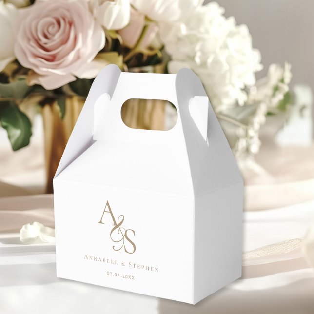 Elegant, Classic, Monogram, Wedding Favor Boxes (Elegant, Classic, Monogram, Ampersand, White, Wedding Favor Boxes. With your Monogram, Name & Date.)