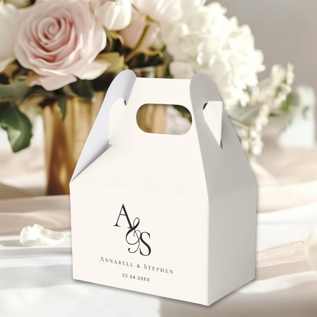 Elegant, Classic, Monogram, Wedding Favor Boxes (Elegant, Classic, Monogram, Ampersand, Beige, Wedding Favor Boxes. With your Monogram, Name & Date.)