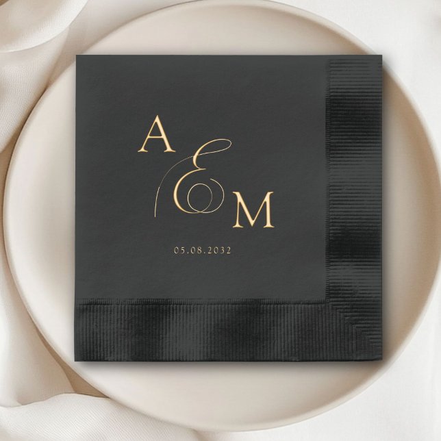 Elegant, Classic, Monogram, Wedding Foil Napkins (Elegant, Classic, Monogram, Wedding Foil Napkins)