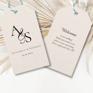 Elegant, Classic, Monogram, Wedding Gift Tags