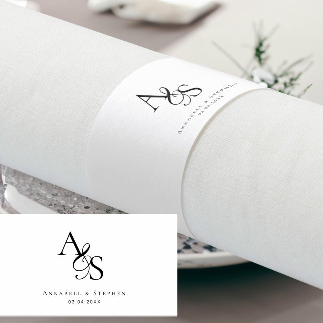 Elegant, Classic, Monogram, Wedding Napkin Bands (Creator Uploaded)