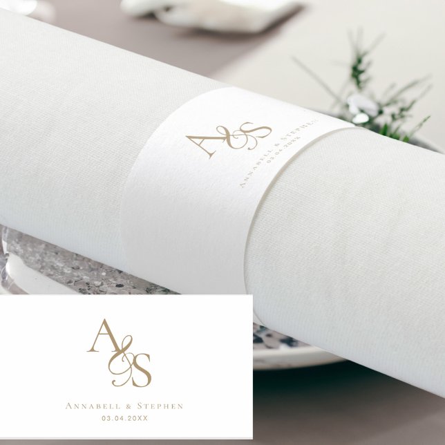 Elegant, Classic, Monogram, Wedding Napkin Bands (Creator Uploaded)