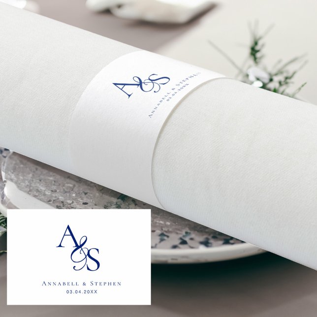 Elegant, Classic, Monogram, Wedding Napkin Bands (Creator Uploaded)