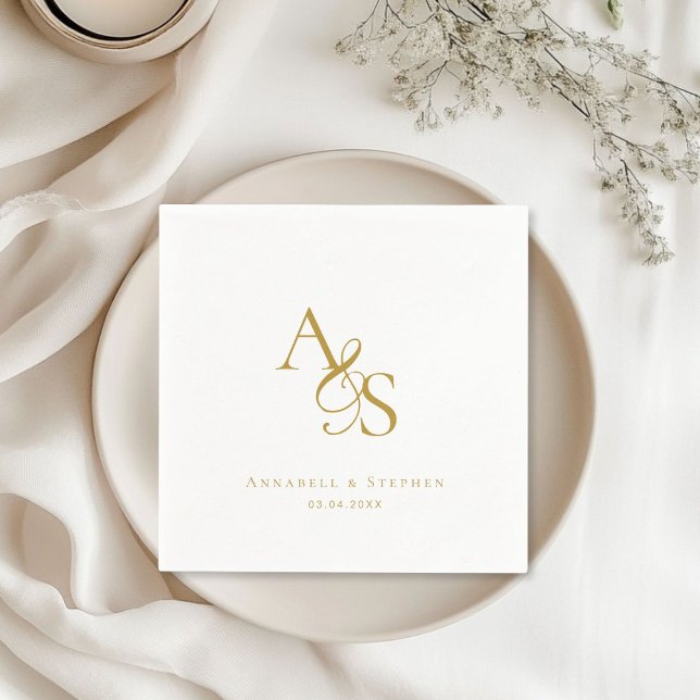 Elegant, Classic, Monogram, Wedding Napkins (Elegant, Ampersand, Classic, Monogram, Wedding Napkins)