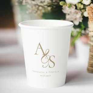 Elegant, Classic, Monogram, Wedding Paper Cups